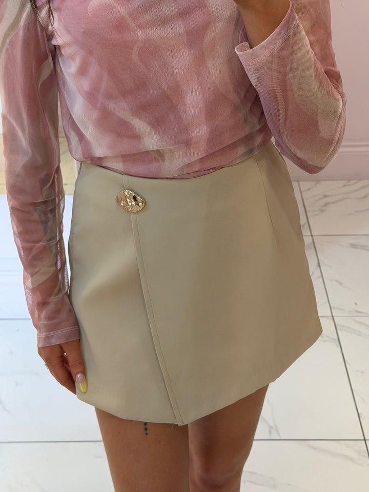 Gigi Gold Button Detail Skort