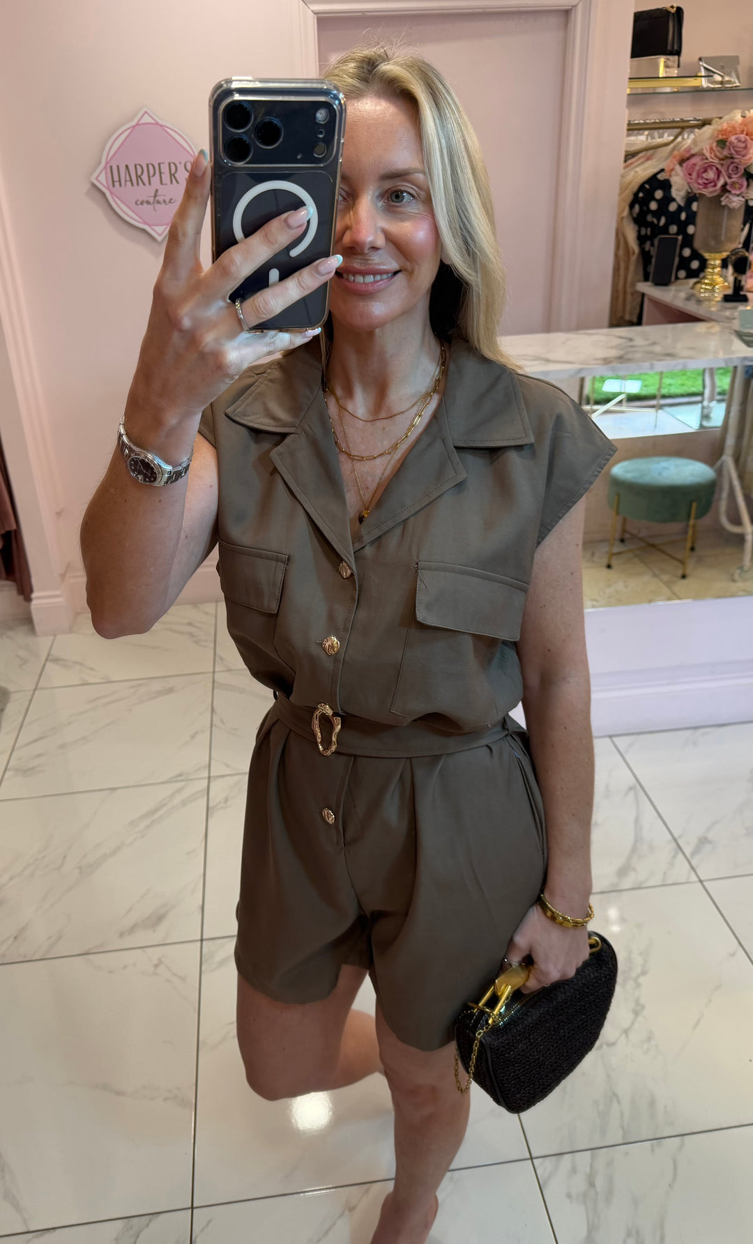 Codie Military Style Belted Playsuit