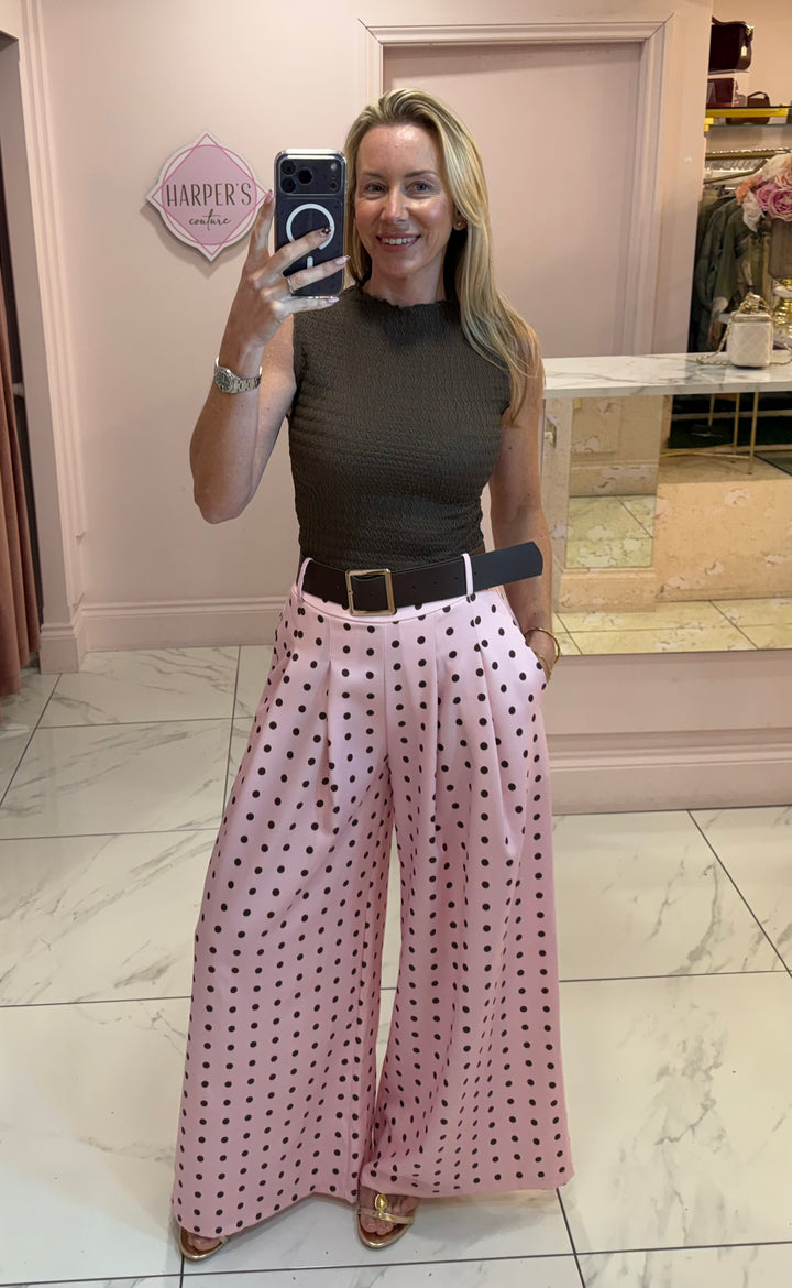 Petra Polka Dot Wide leg Belted Trouser