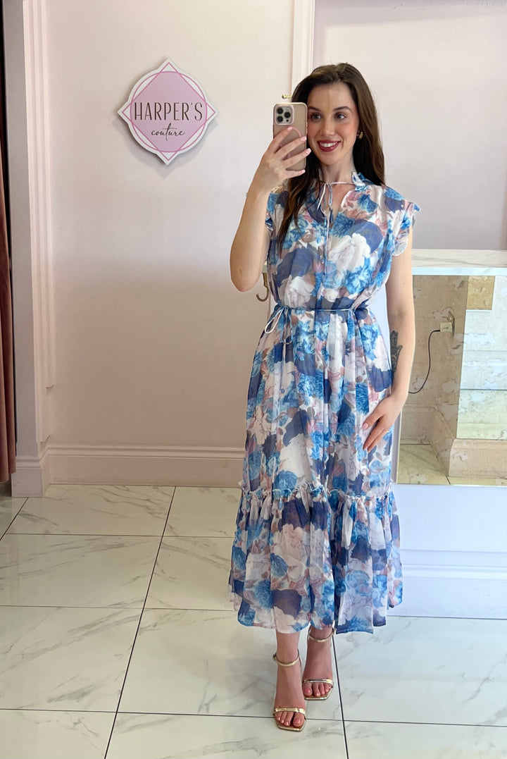 Elizabeth Floral Tie Belted Dress
