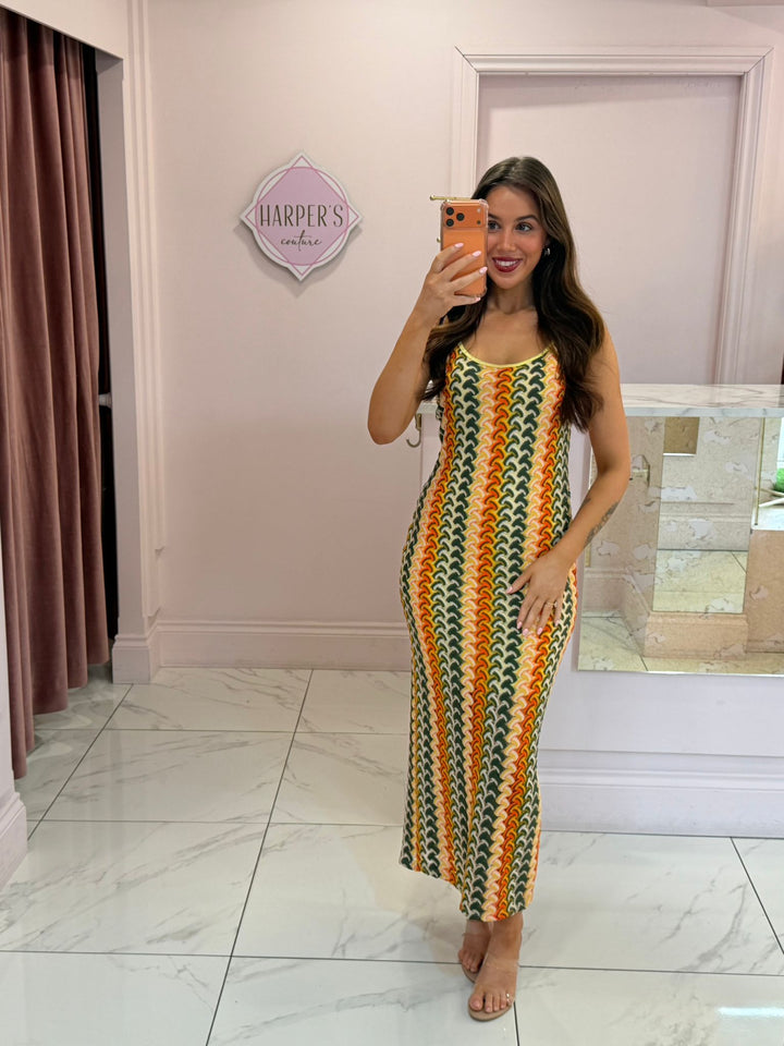 Lauren Zig Zag Wavy Cami Midi Dress