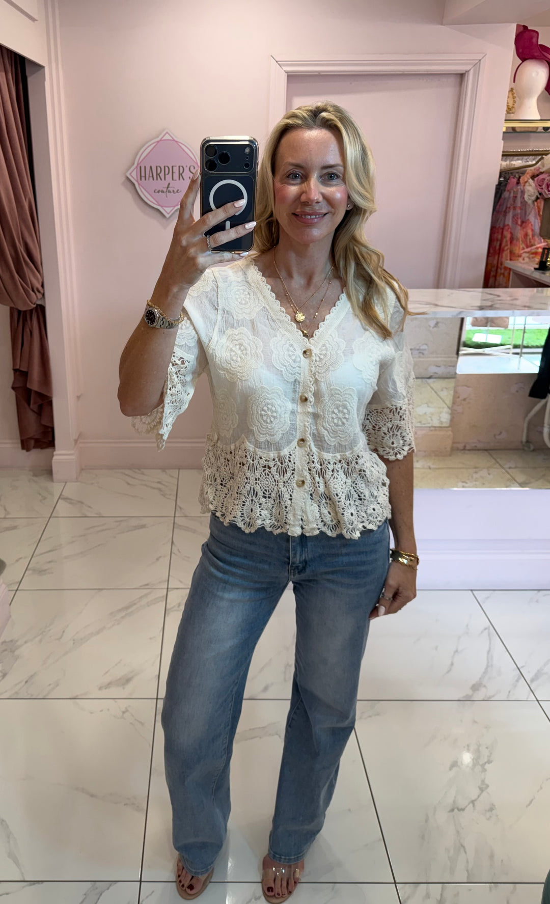 Ada Cream Crochet Top Cardigan