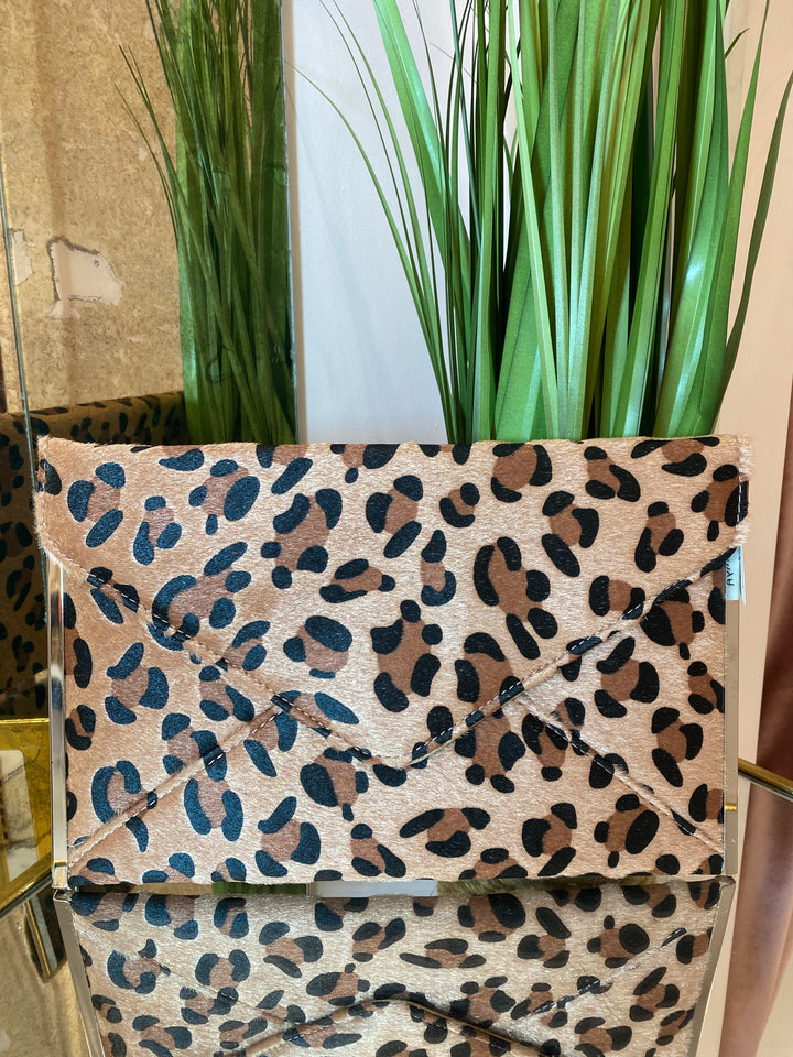 Mya Leopard Print Envelope Clutch bag