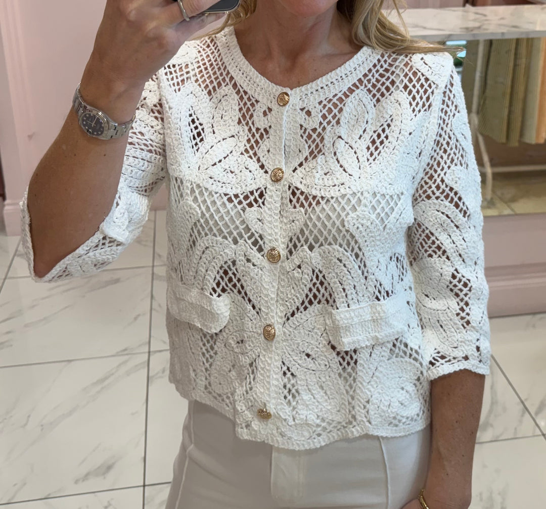 Chloe Crochet Detail Top/Cardigan