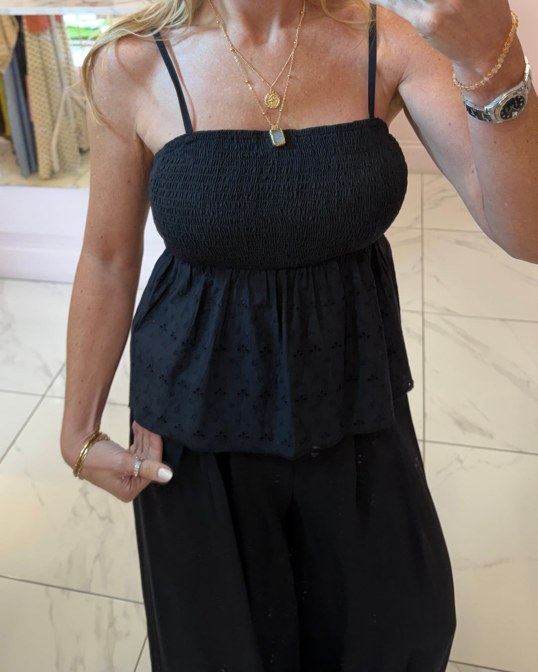 Shirred Peplum Top