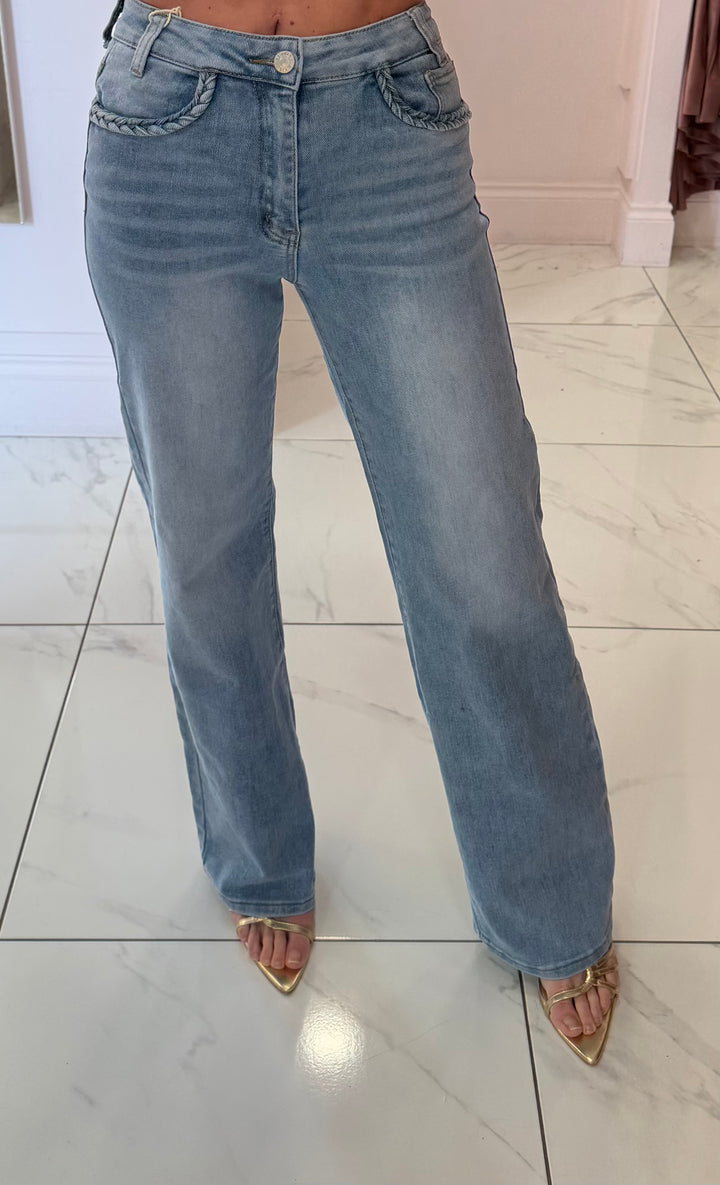 Billy Plaited Pocket Detail Stretch jeans