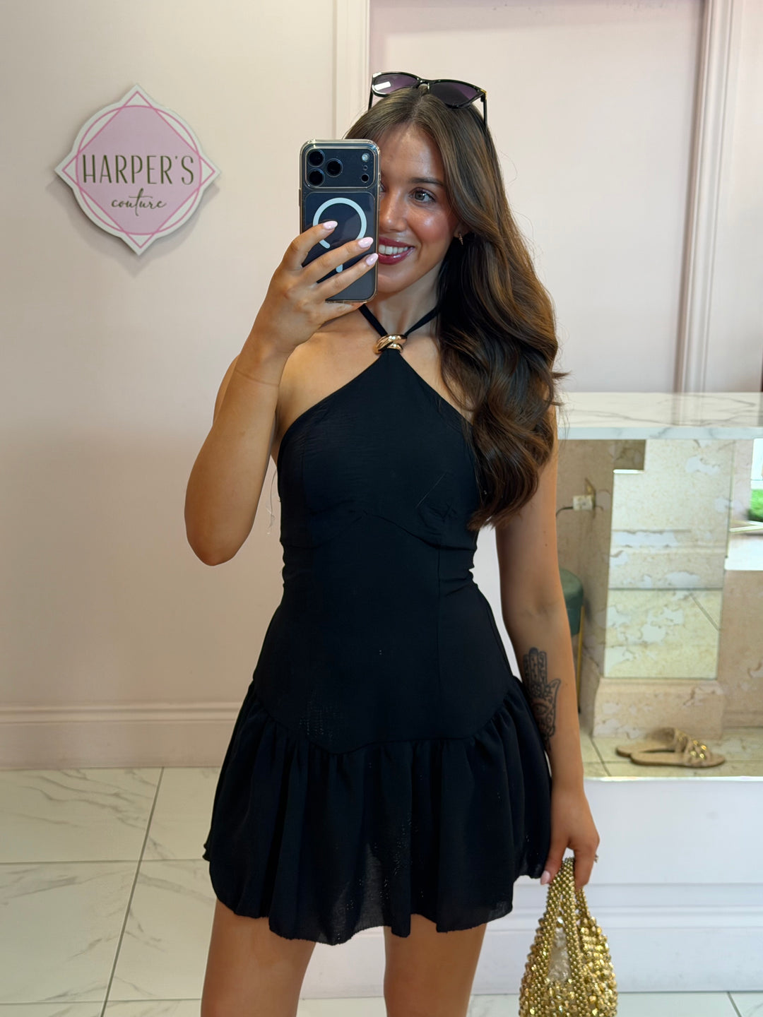 Jasmine Black Layered  Dress with shorts underneath