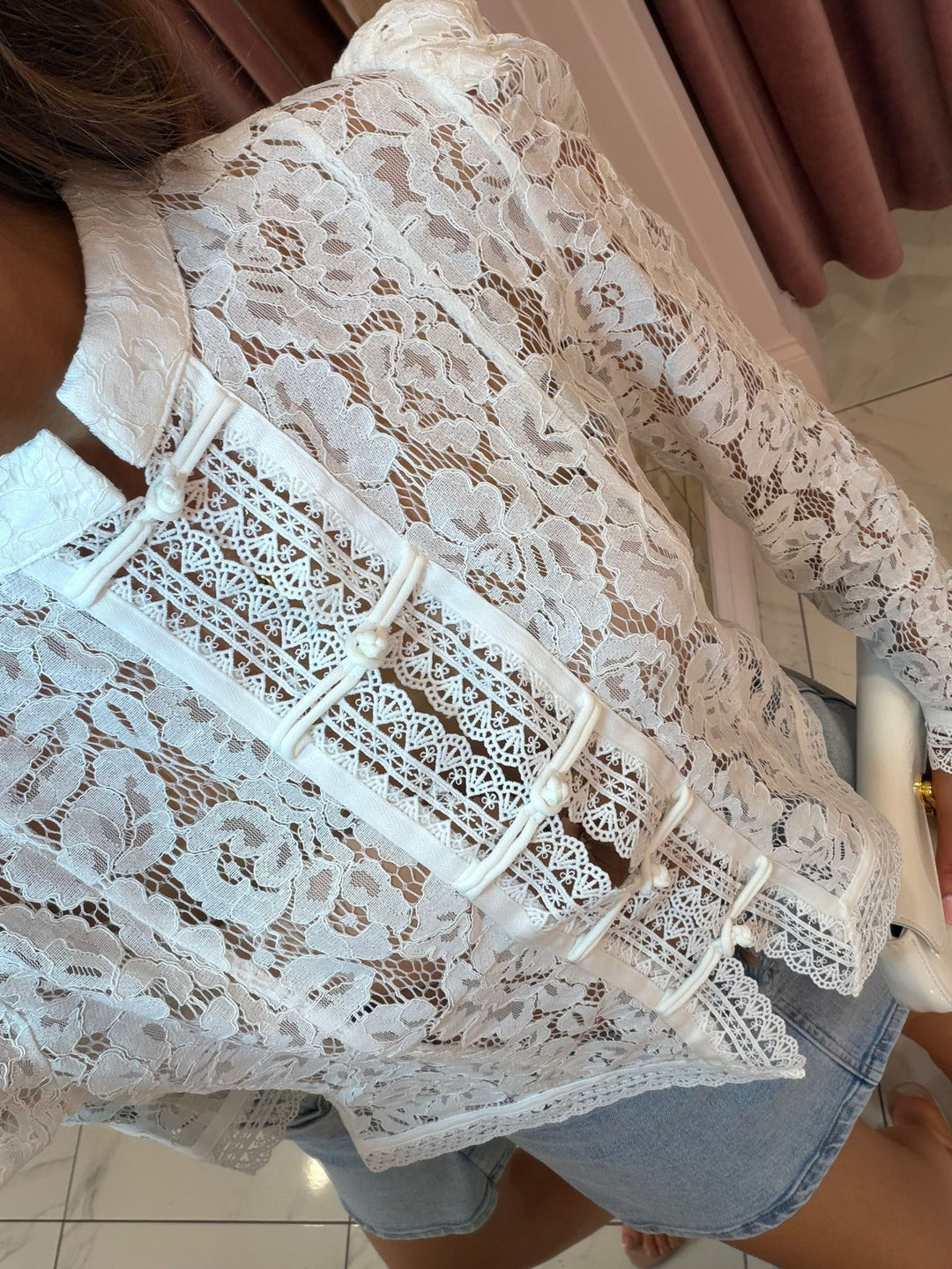 Mai White Lace Detail Blouse
