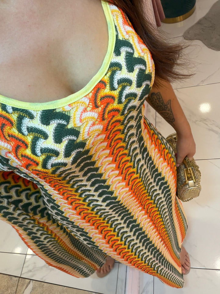Lauren Zig Zag Wavy Cami Midi Dress