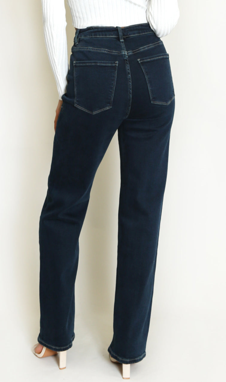 Odette Dark Denim Straight Fit Stretch Jeans
