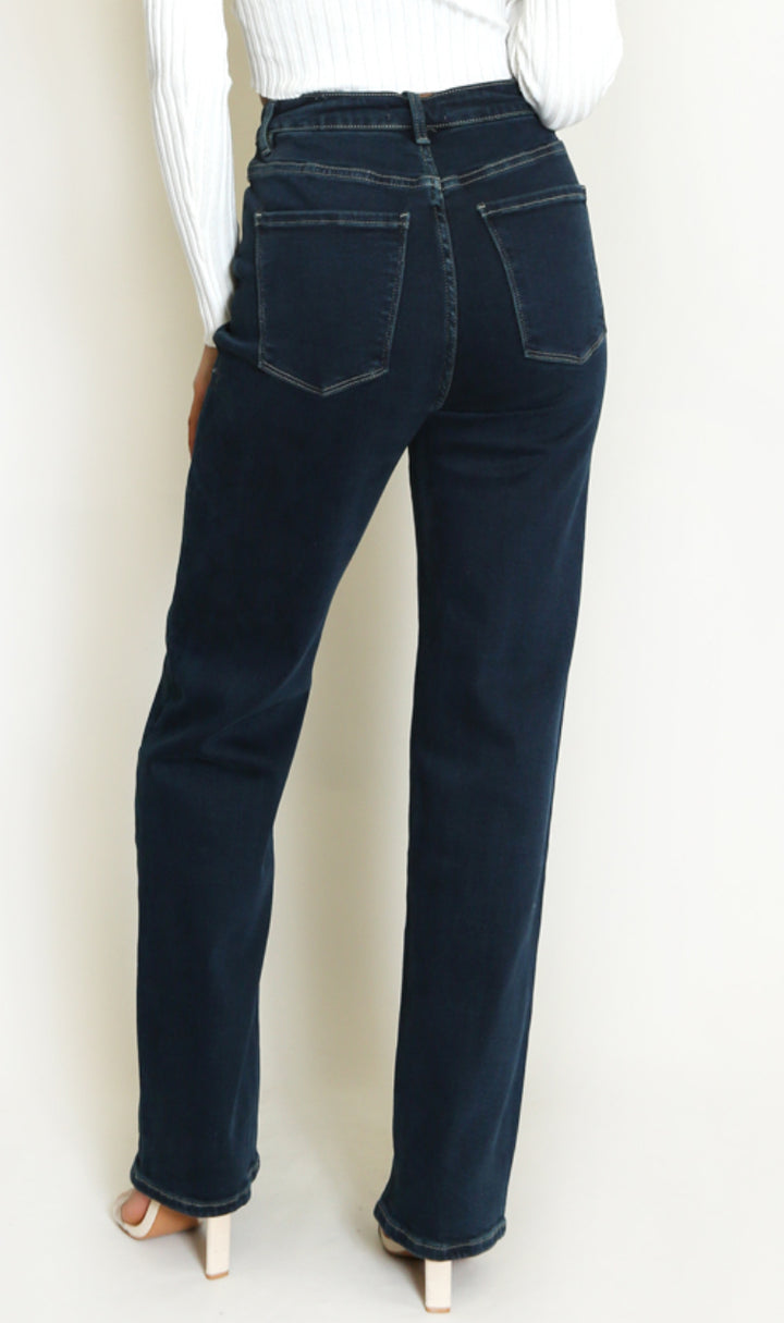 Odette Dark Denim Straight Fit Stretch Jeans