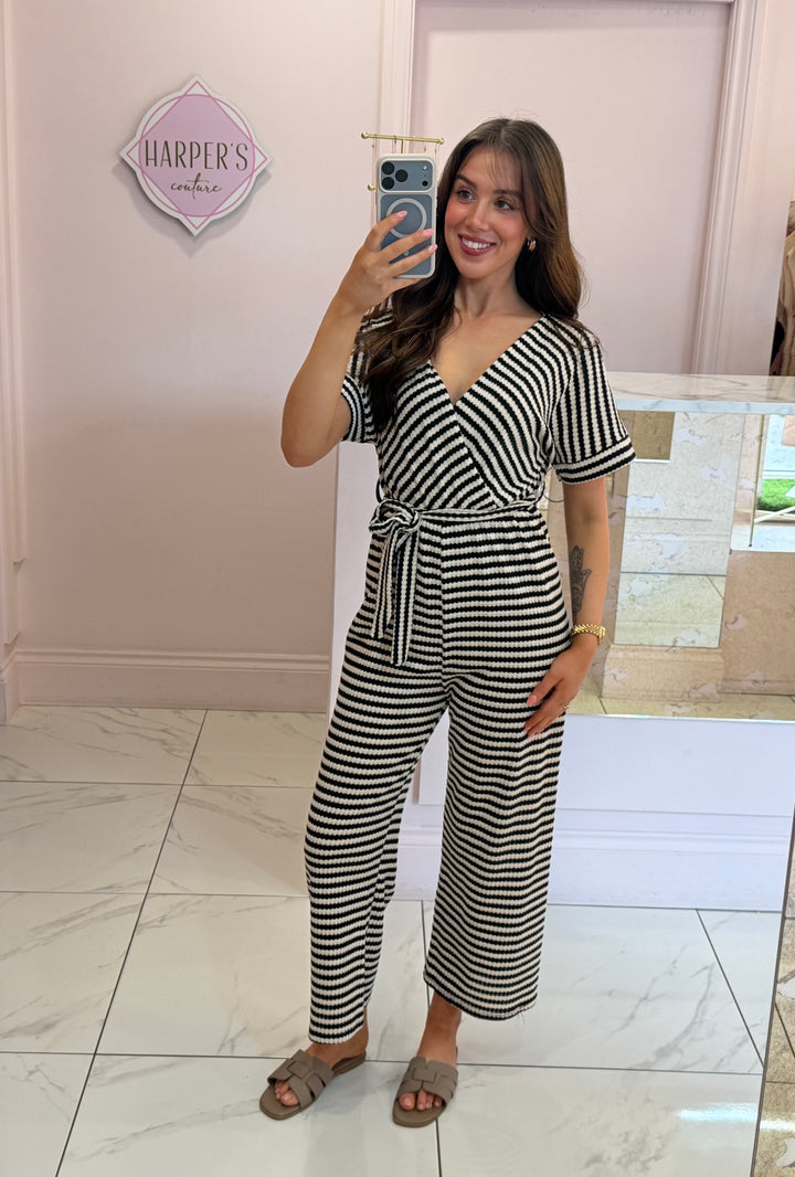 Lianna Stripe Crochet Jumpsuit
