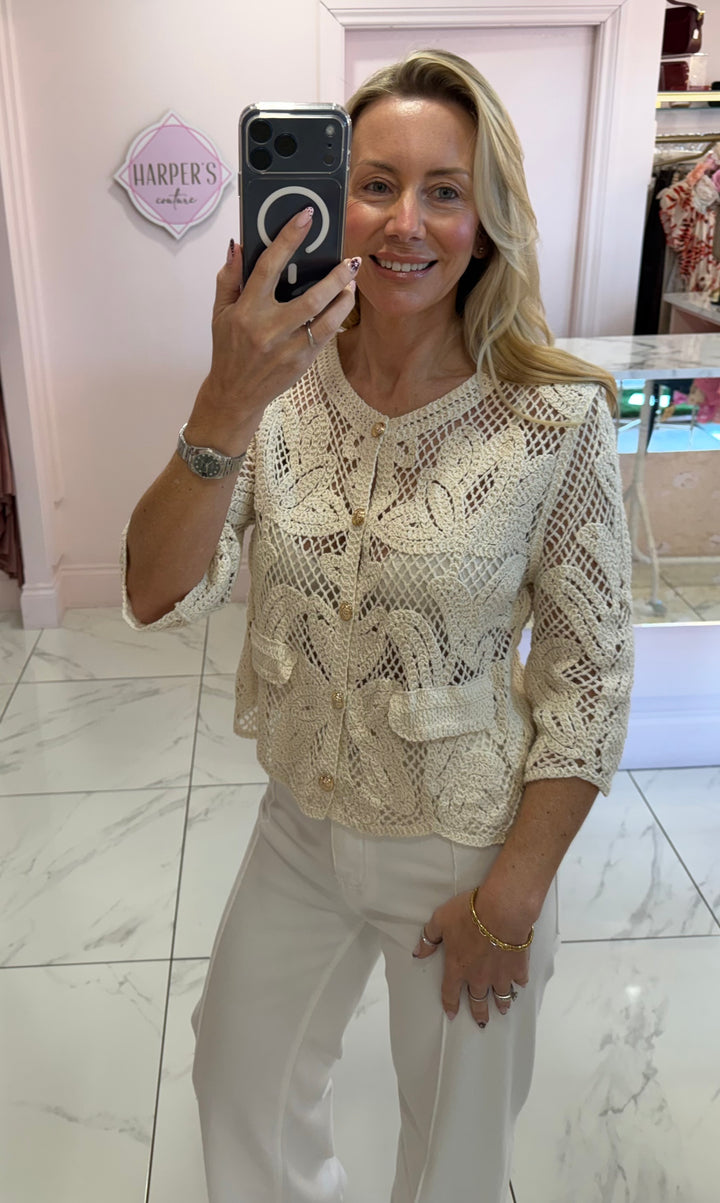 Chloe Crochet Detail Top/Cardigan