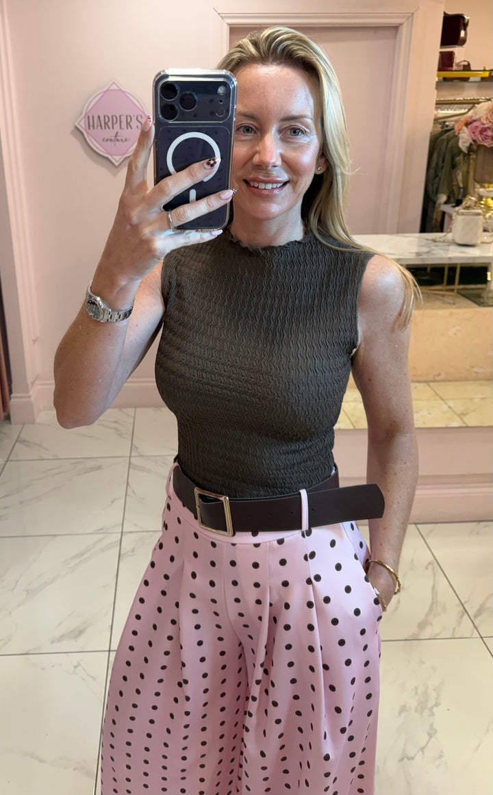 Petra Polka Dot Wide leg Belted Trouser