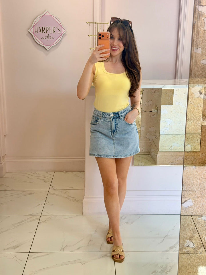 Dania High Waist Denim Skort
