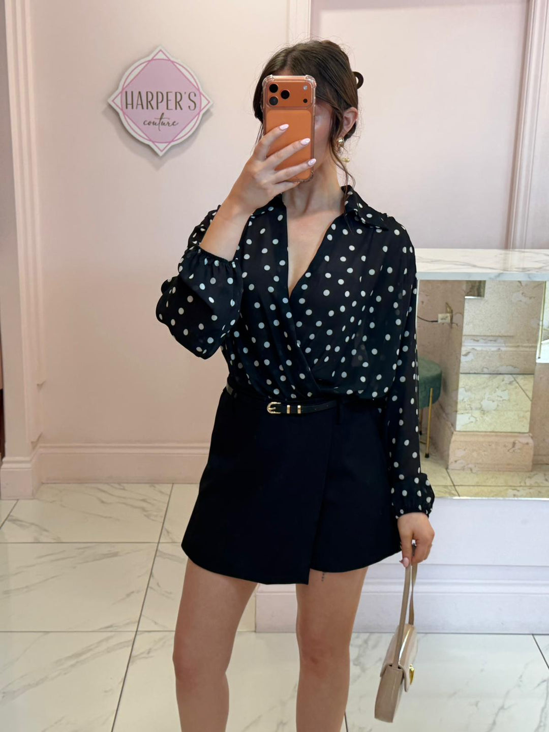 Selena Black Spotty Bodysuit