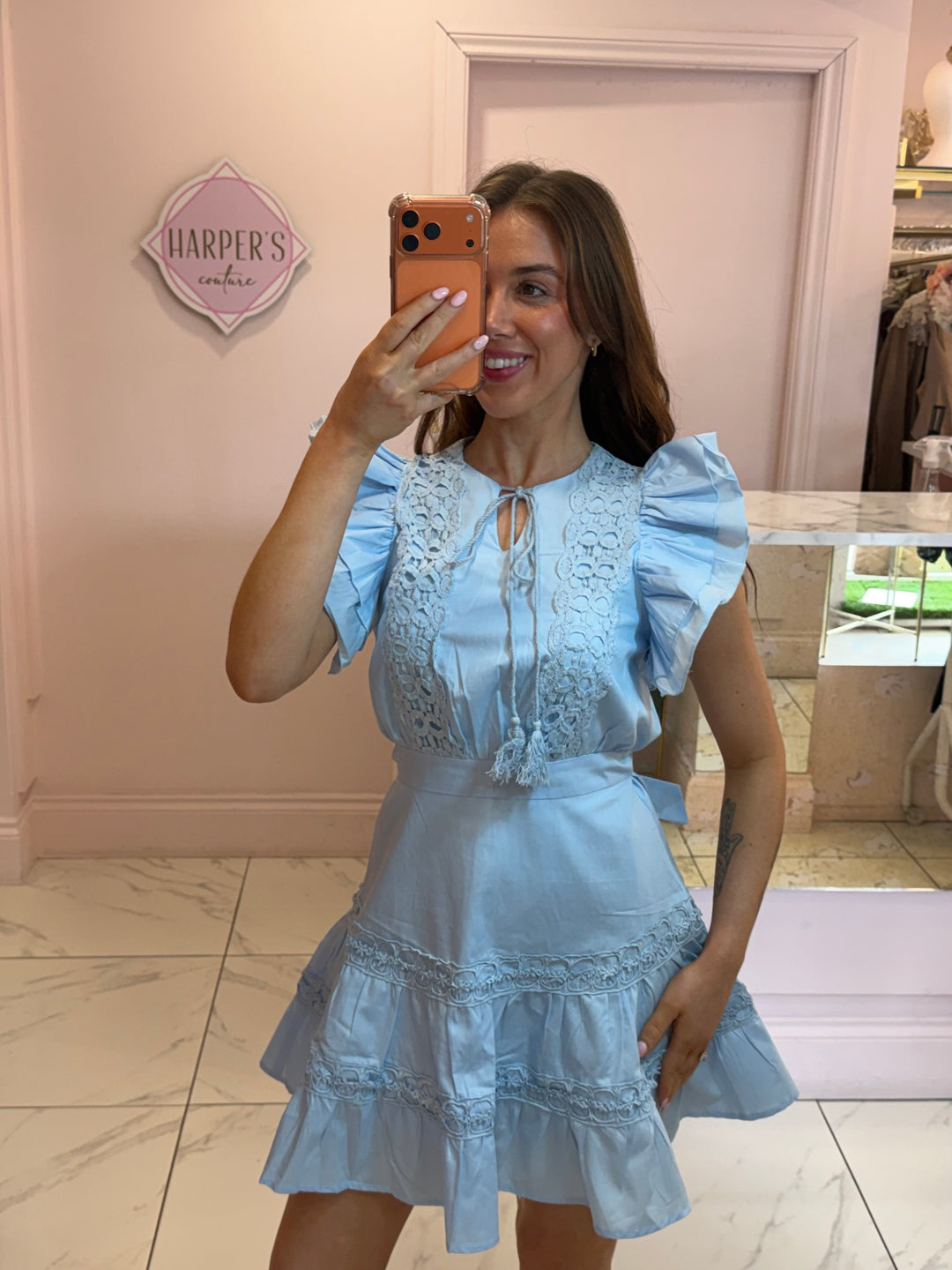 Orla Lace Ruffle Mini Dress