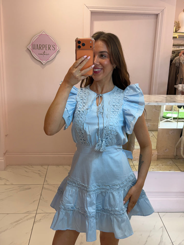 Orla Lace Ruffle Mini Dress