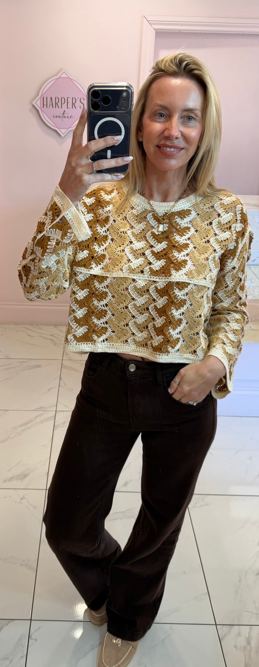 Carrie Crochet Detail Top