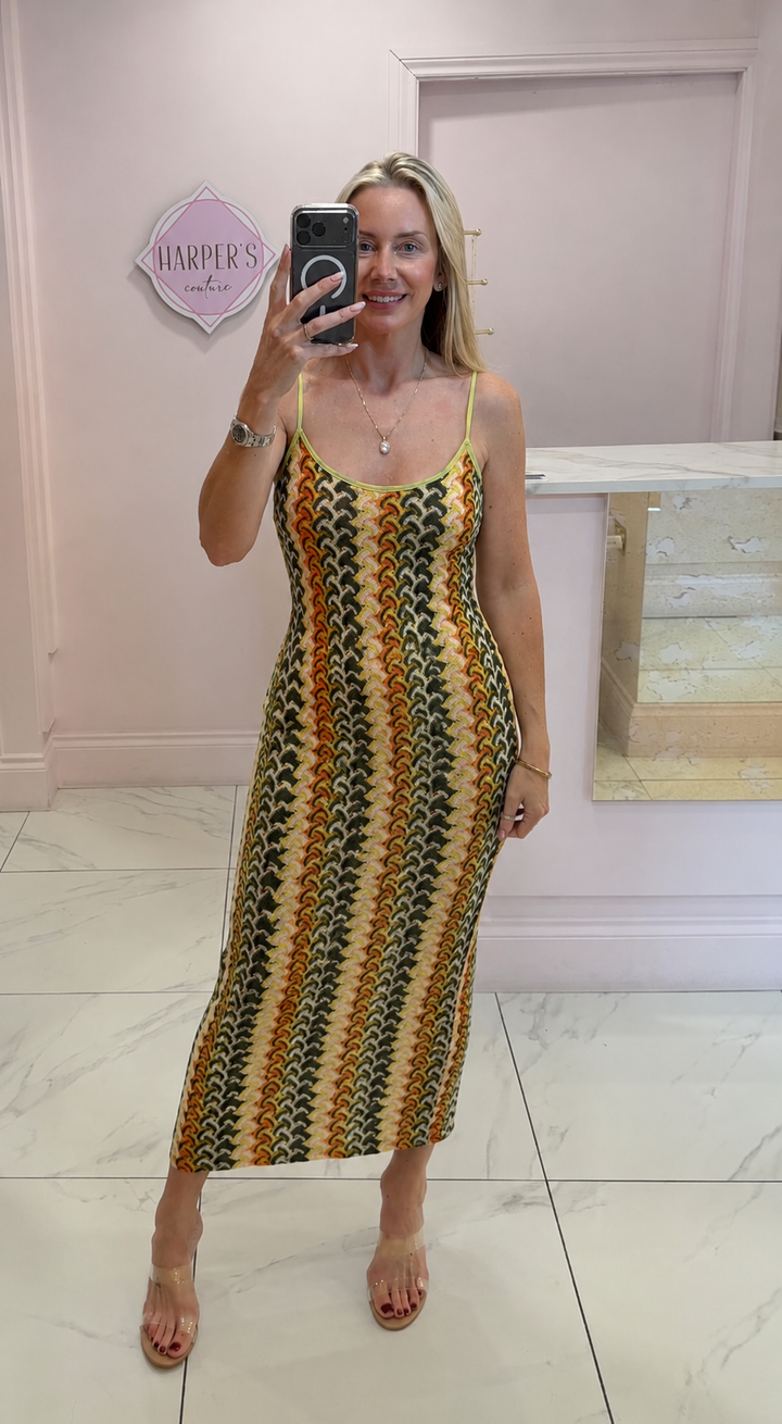Lauren Zig Zag Wavy Cami Midi Dress