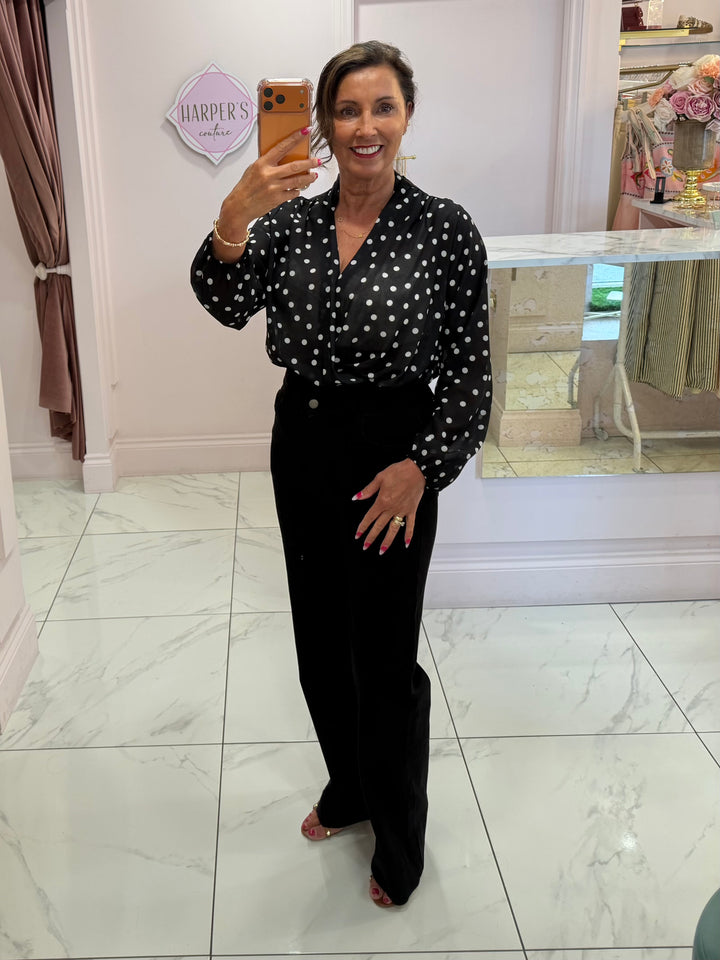 Selena Black Spotty Bodysuit