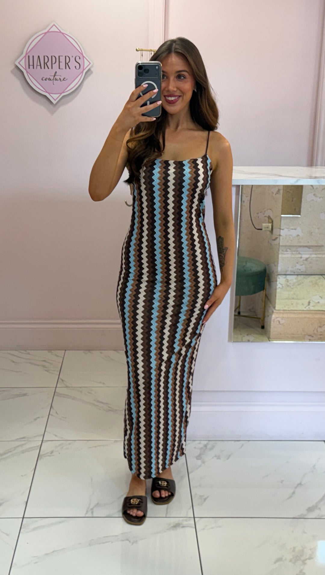 Sophie Zig Zag Cami Midi Dress