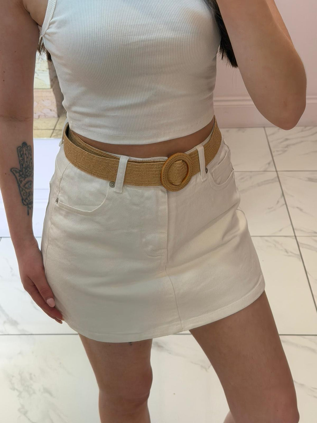 Dania High Waist Denim Skort
