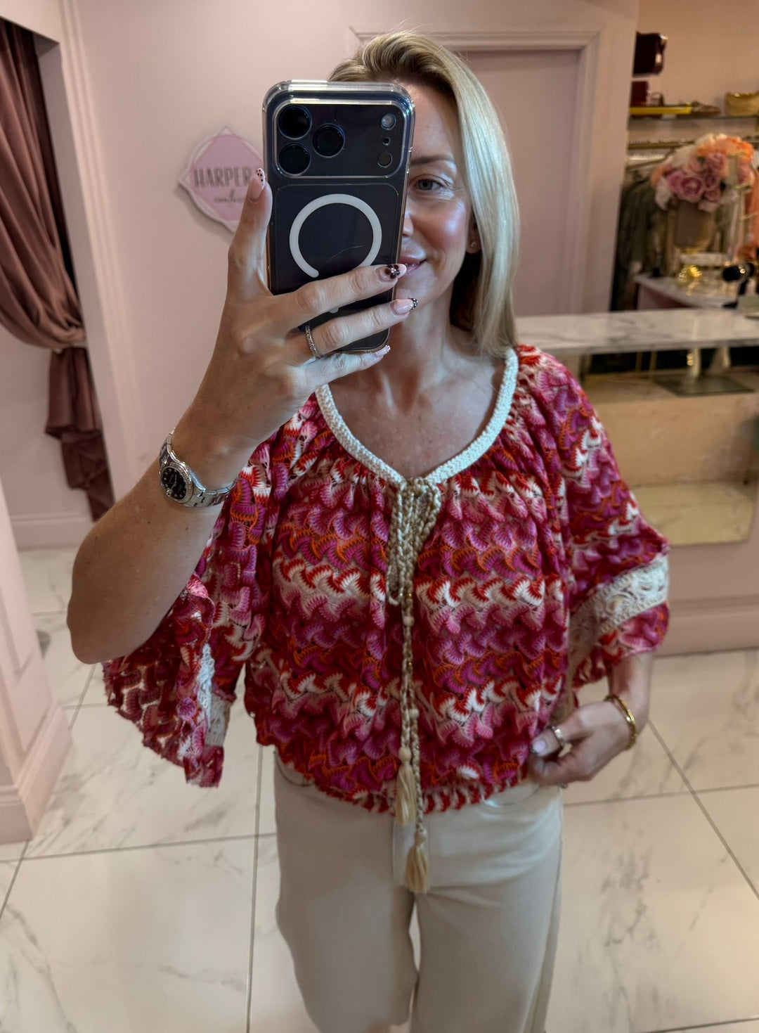Phoebe Crochet Colourful Top