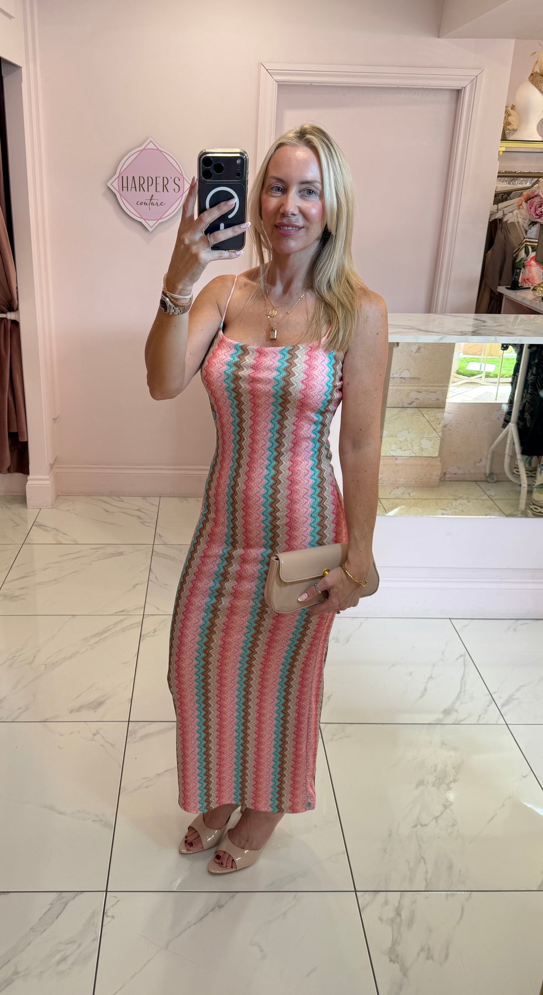 Sophie Zig Zag Cami Midi Dress