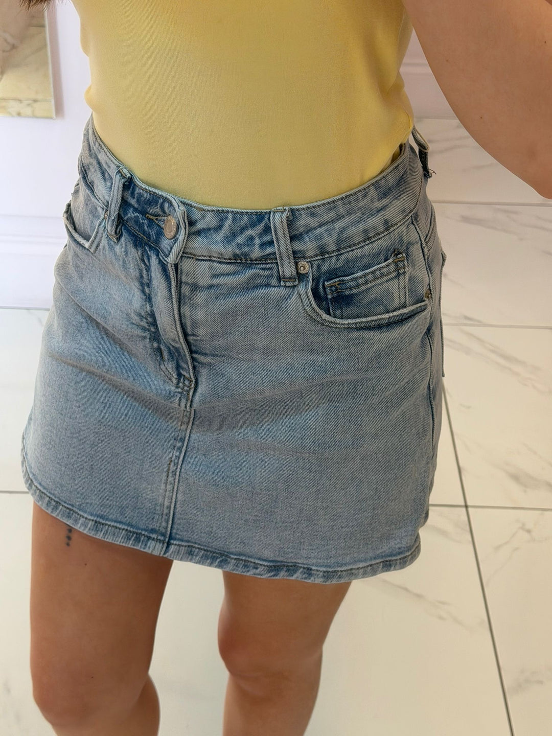 Dania High Waist Denim Skort