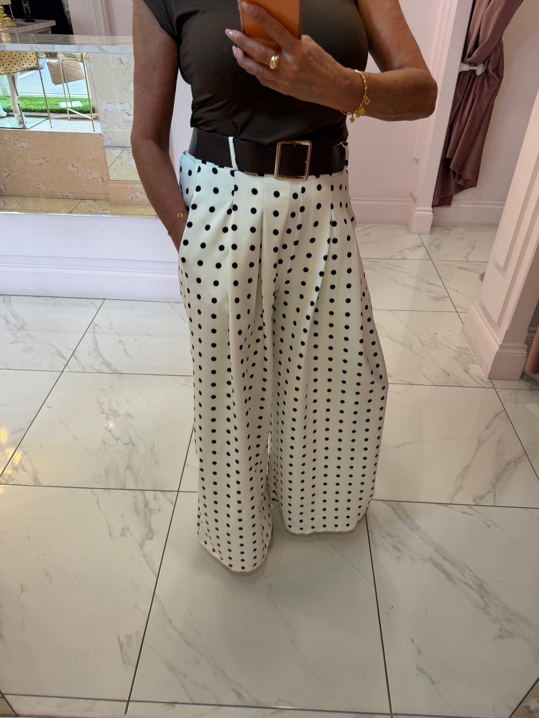 Petra Polka Dot Wide leg Belted Trouser
