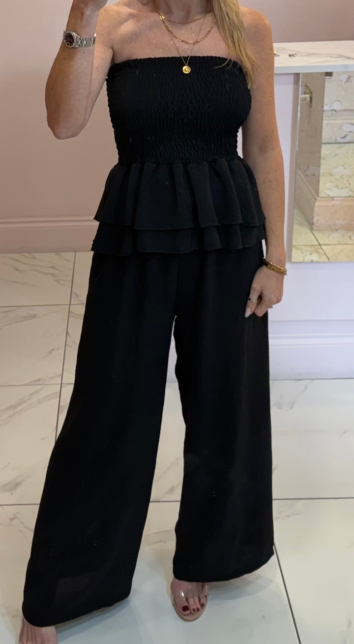 Bianca Black Bandeau Top &amp; Trousers Co Ord