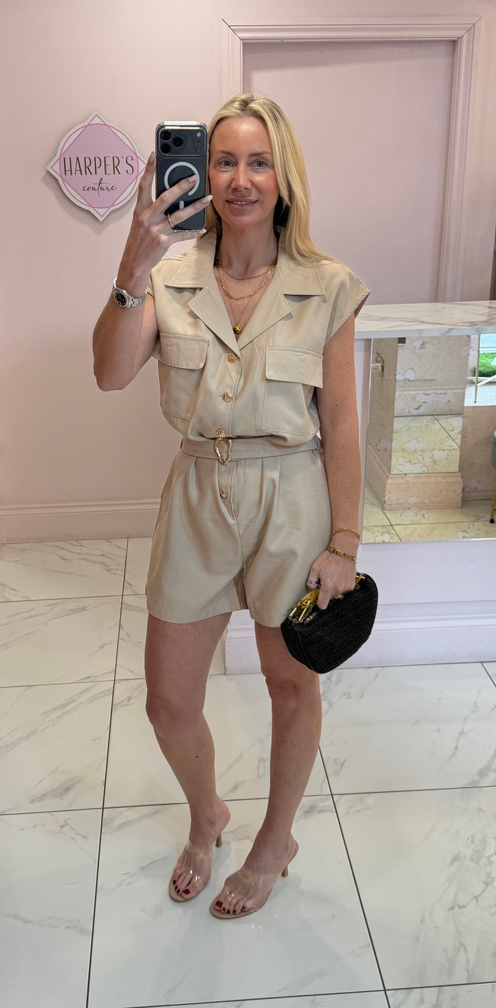 Codie Military Style Belted Playsuit