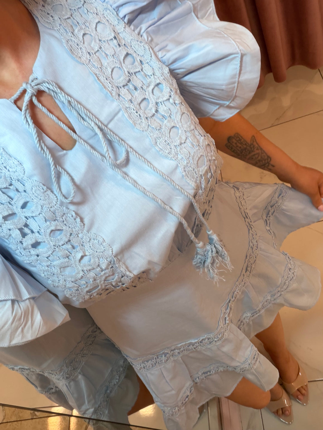 Orla Lace Ruffle Mini Dress