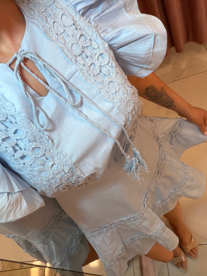 Orla Lace Ruffle Mini Dress