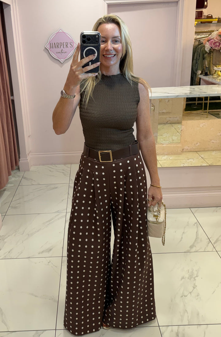 Petra Polka Dot Wide leg Belted Trouser