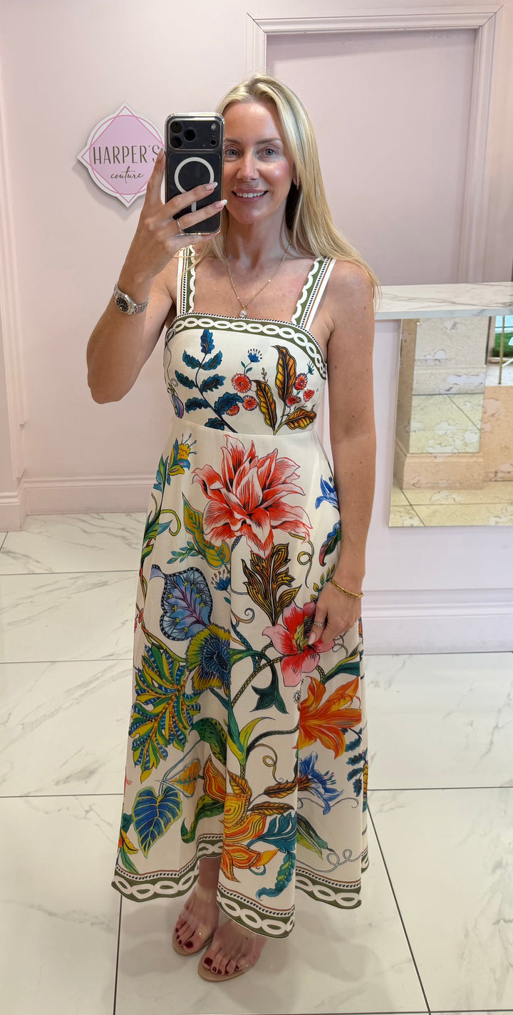 Betsy Botanical Flower Summer Maxi Dress