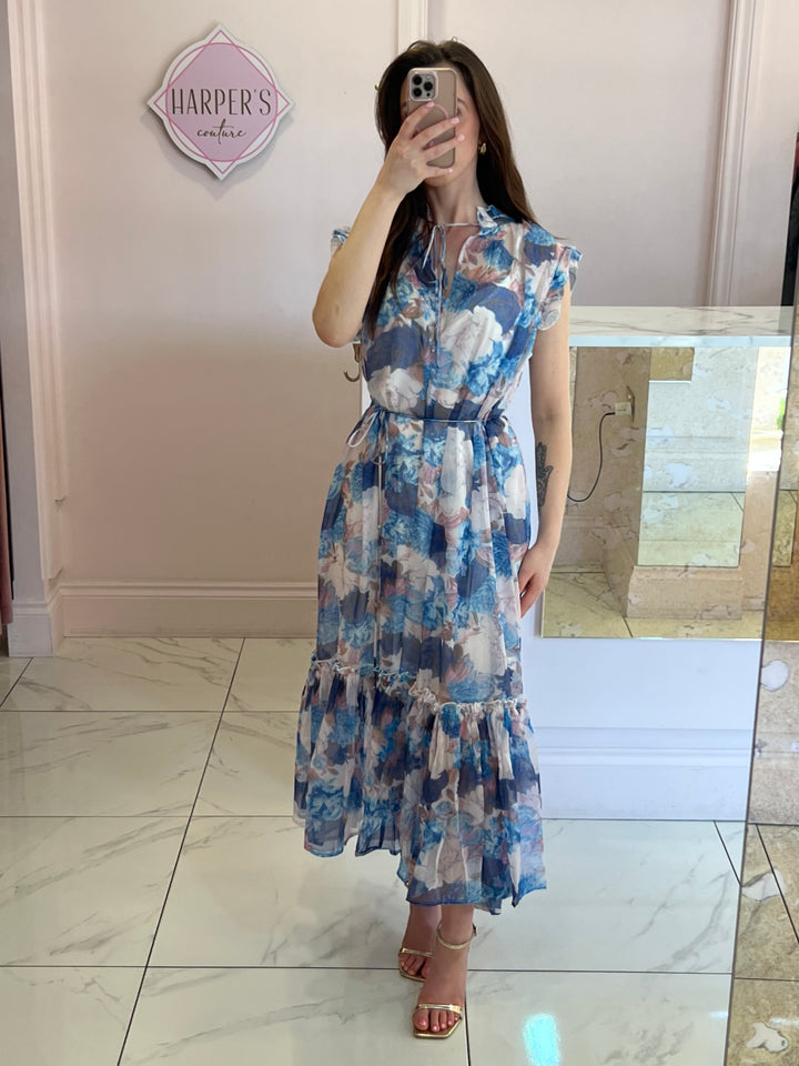 Elizabeth Floral Tie Belted Dress