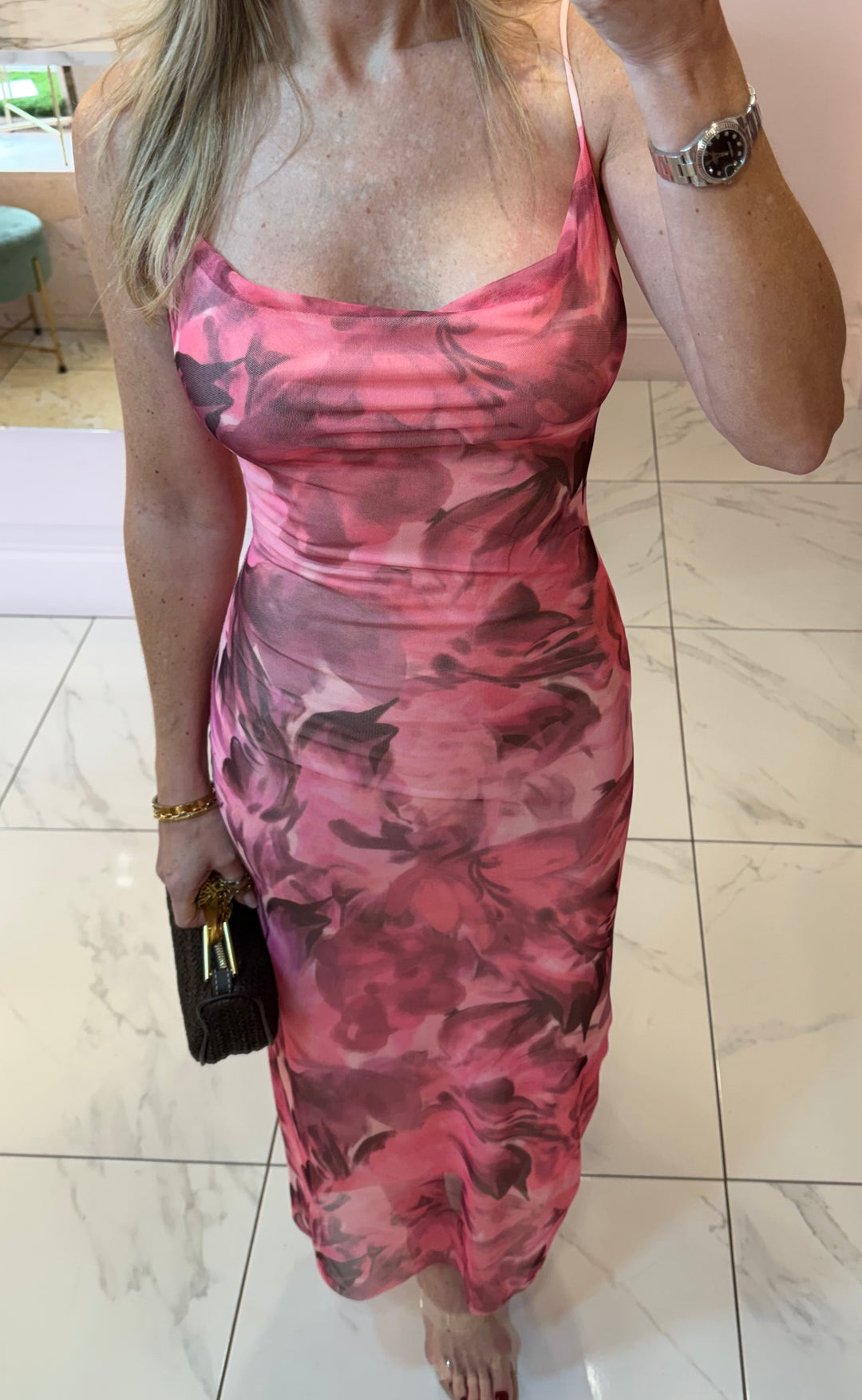 Minnie Mesh Print Cami Midi Dress