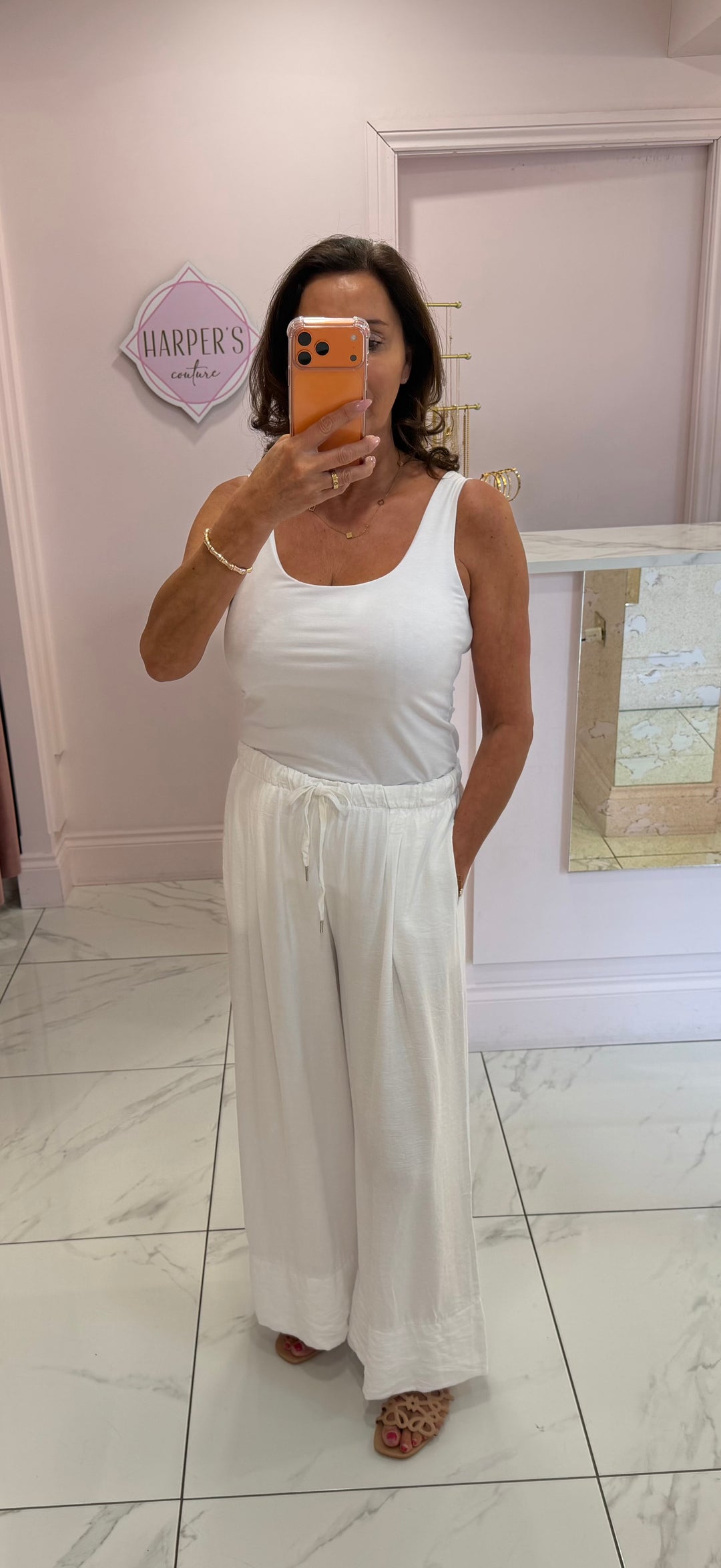 Chelsea Wide leg White Trousers