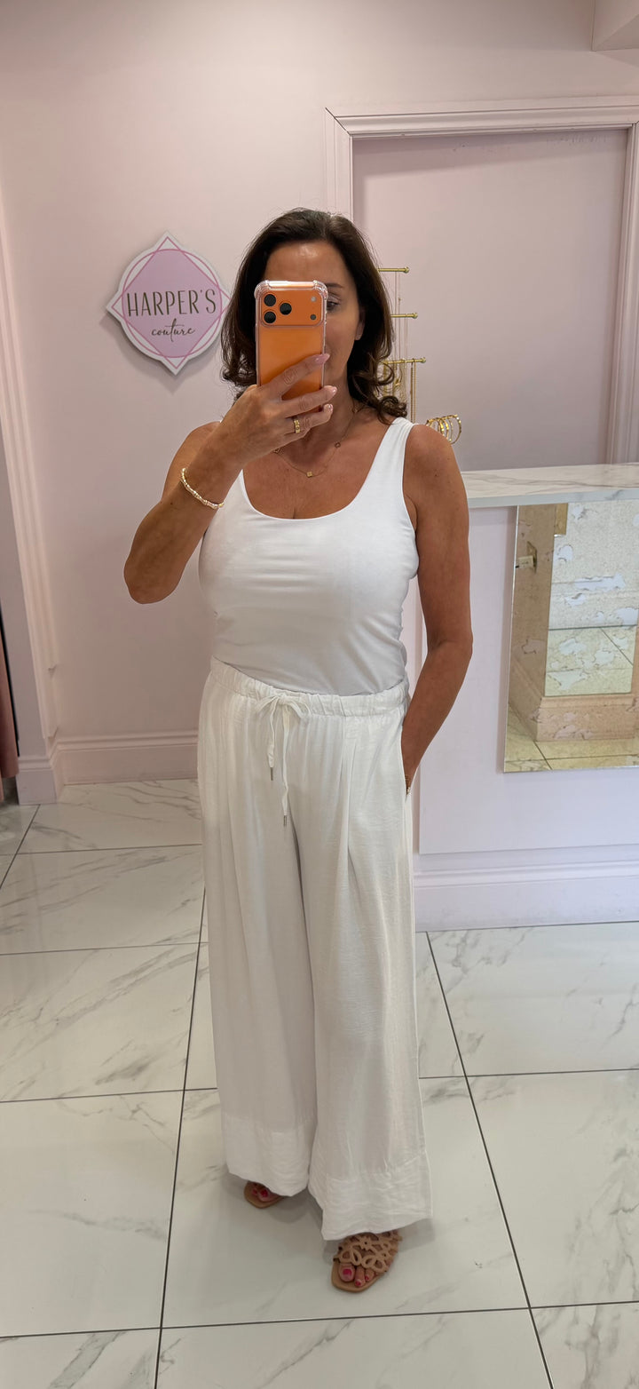 Chelsea Wide leg White Trousers