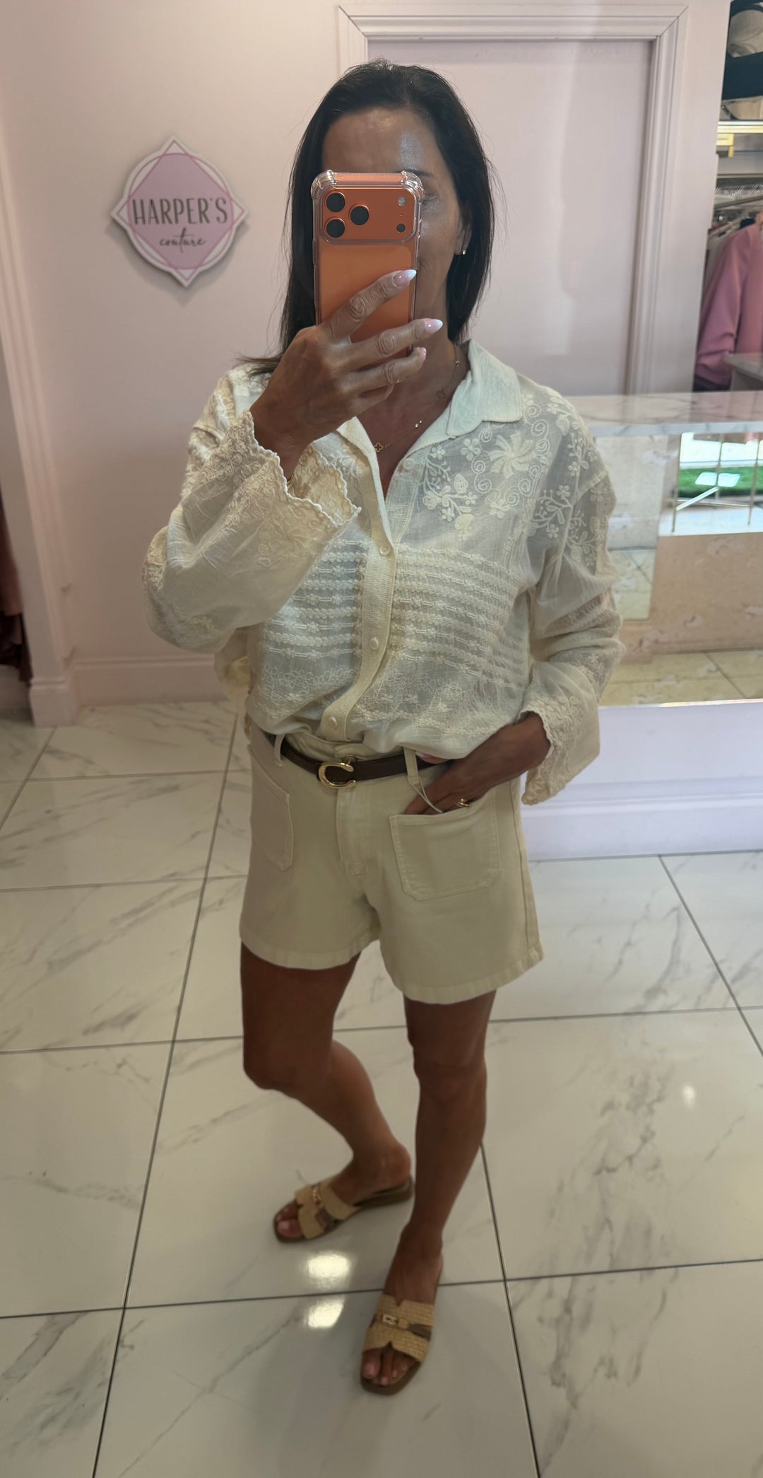 Faith Cream Embroidery Detail Shirt Blouse