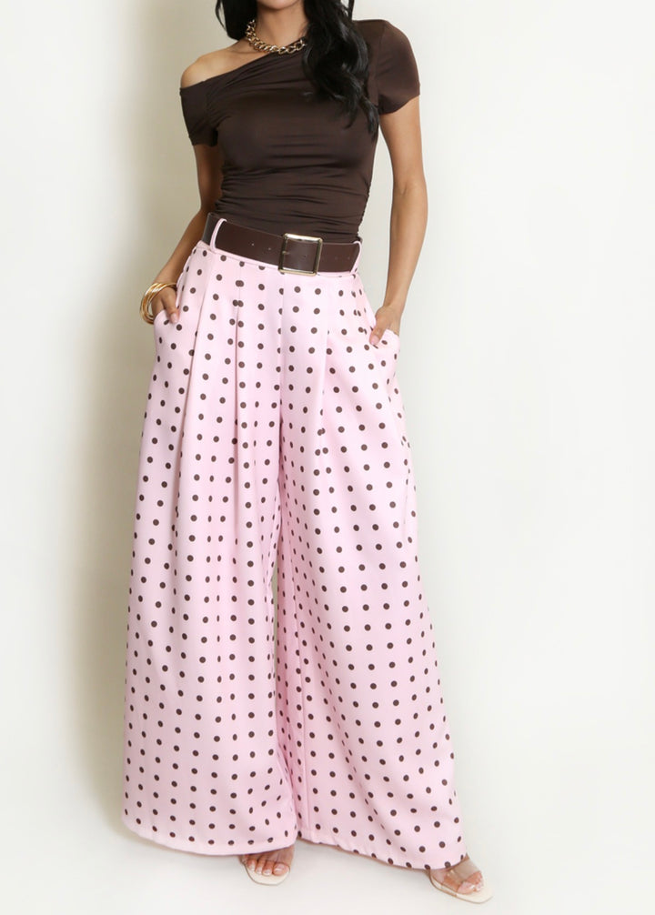 Petra Polka Dot Wide leg Belted Trouser