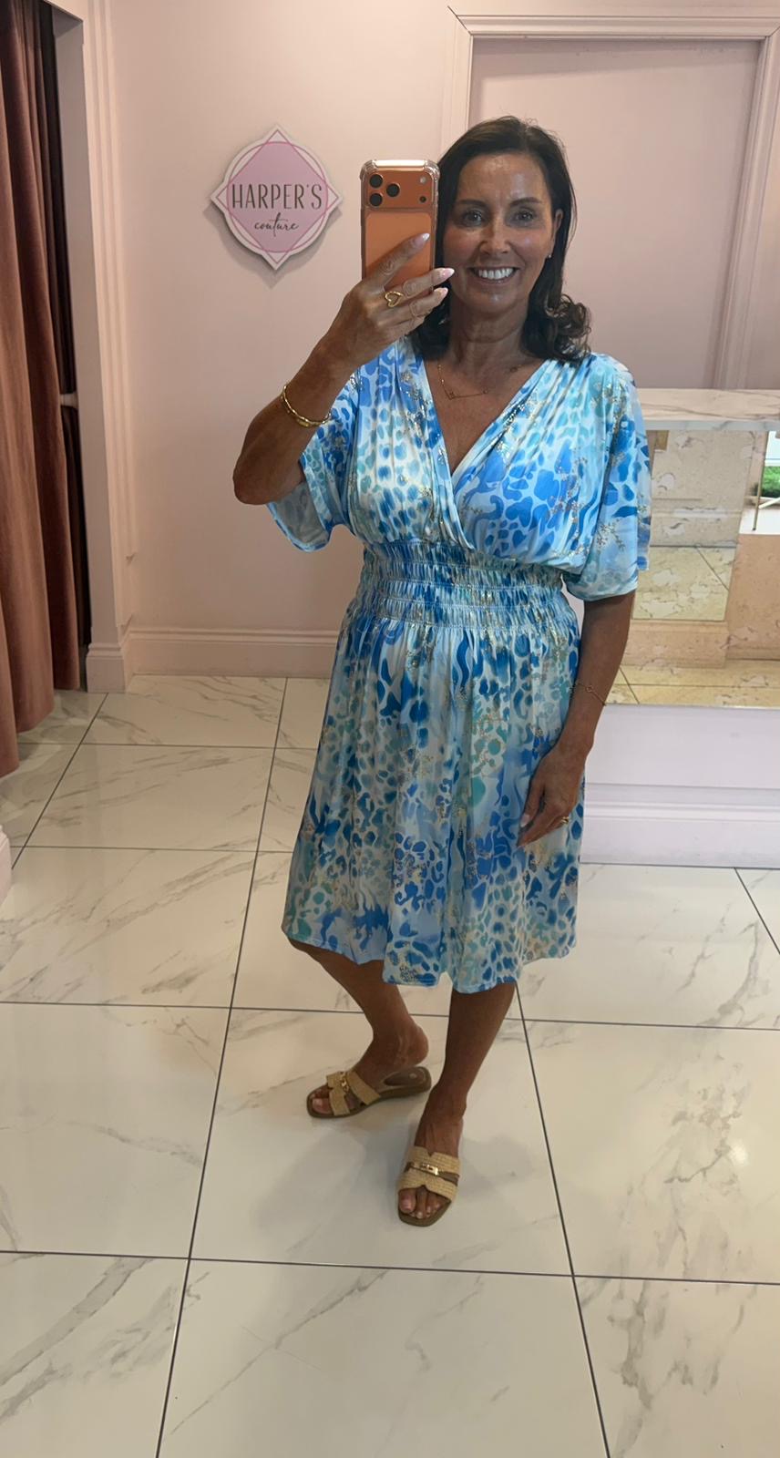Celesta Animal Print Slinky Dress