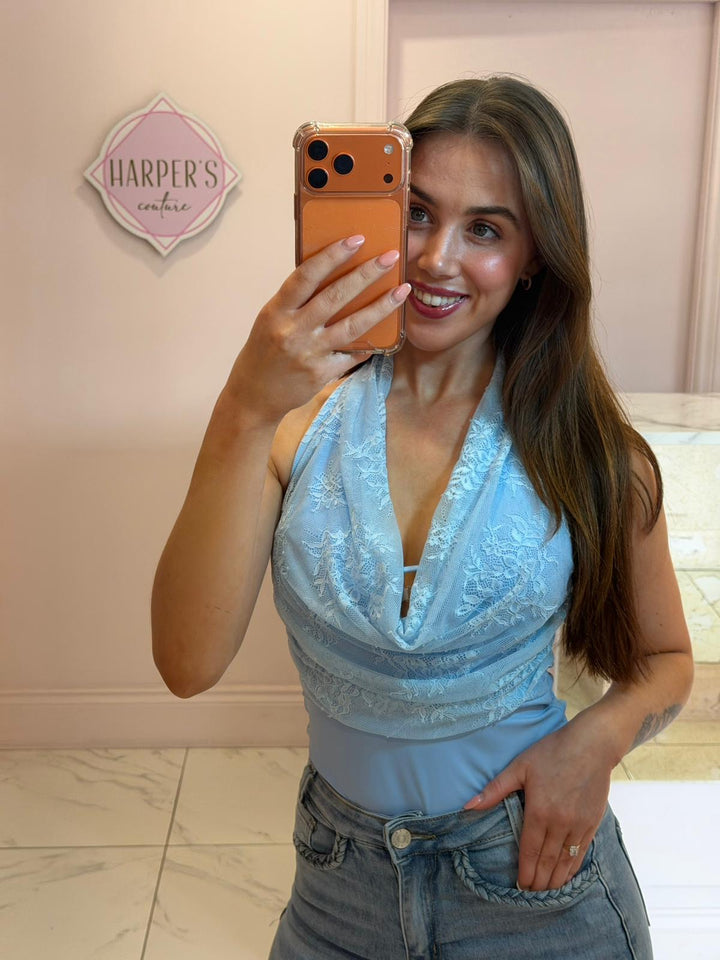 Lara Lace Cowl Neck Bodysuit