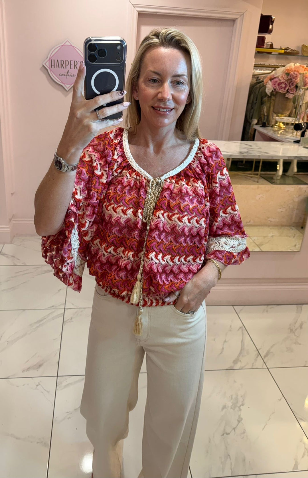 Phoebe Crochet Colourful Top