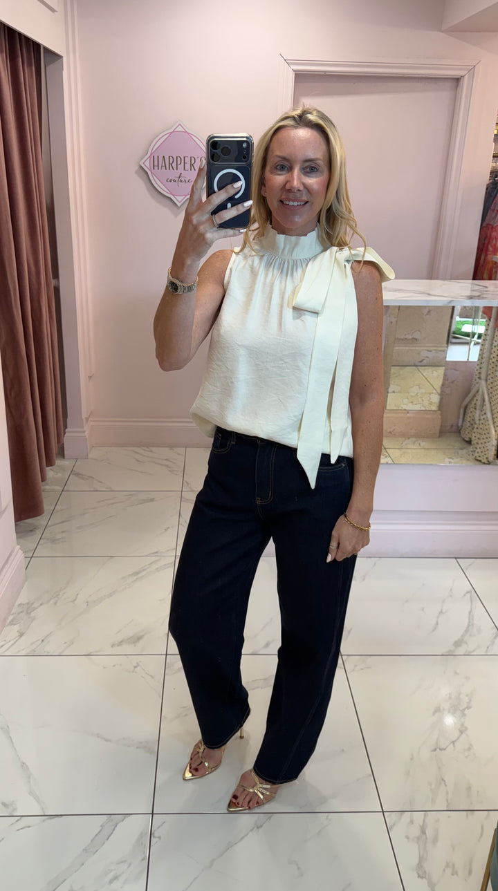 Anna Halter Neck bow Top