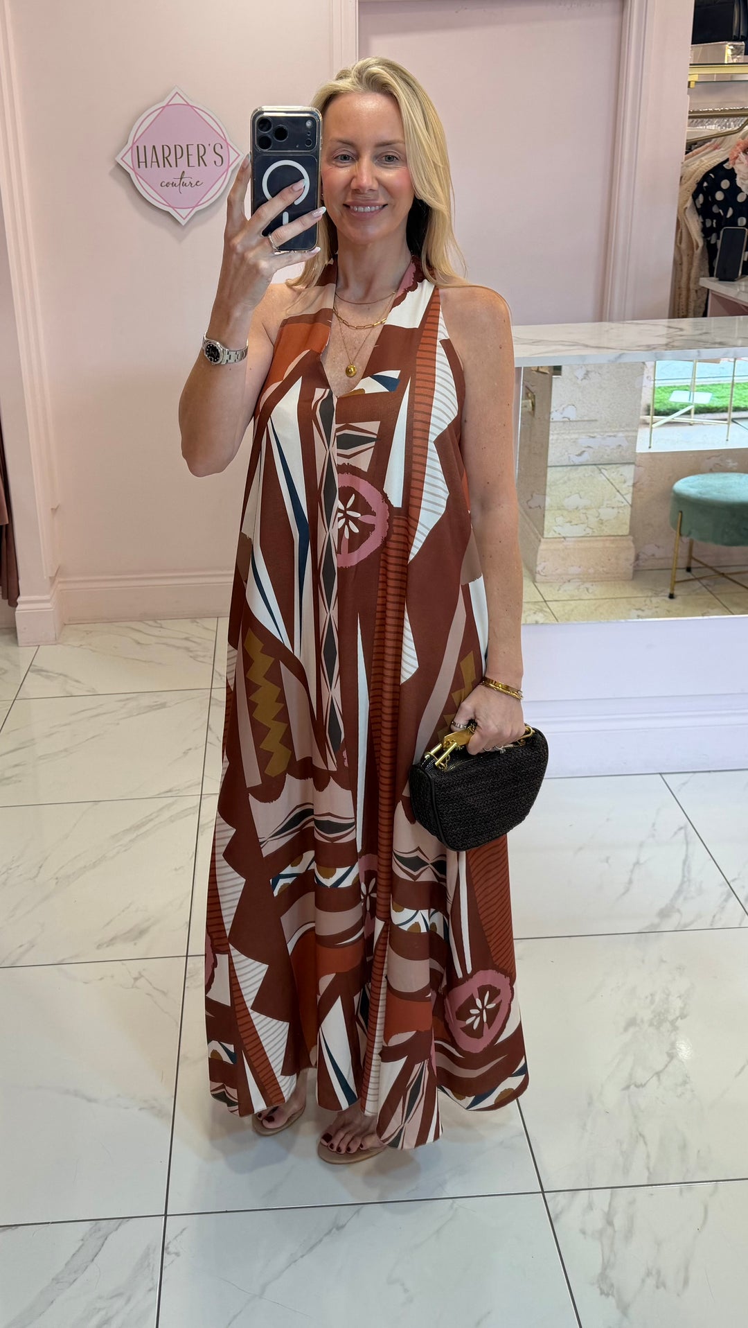 Nala Abstract Print Summer Maxi Dress