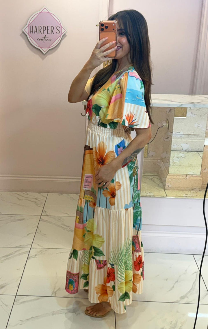 Sofia Vibrant Print Summer Maxi Dress