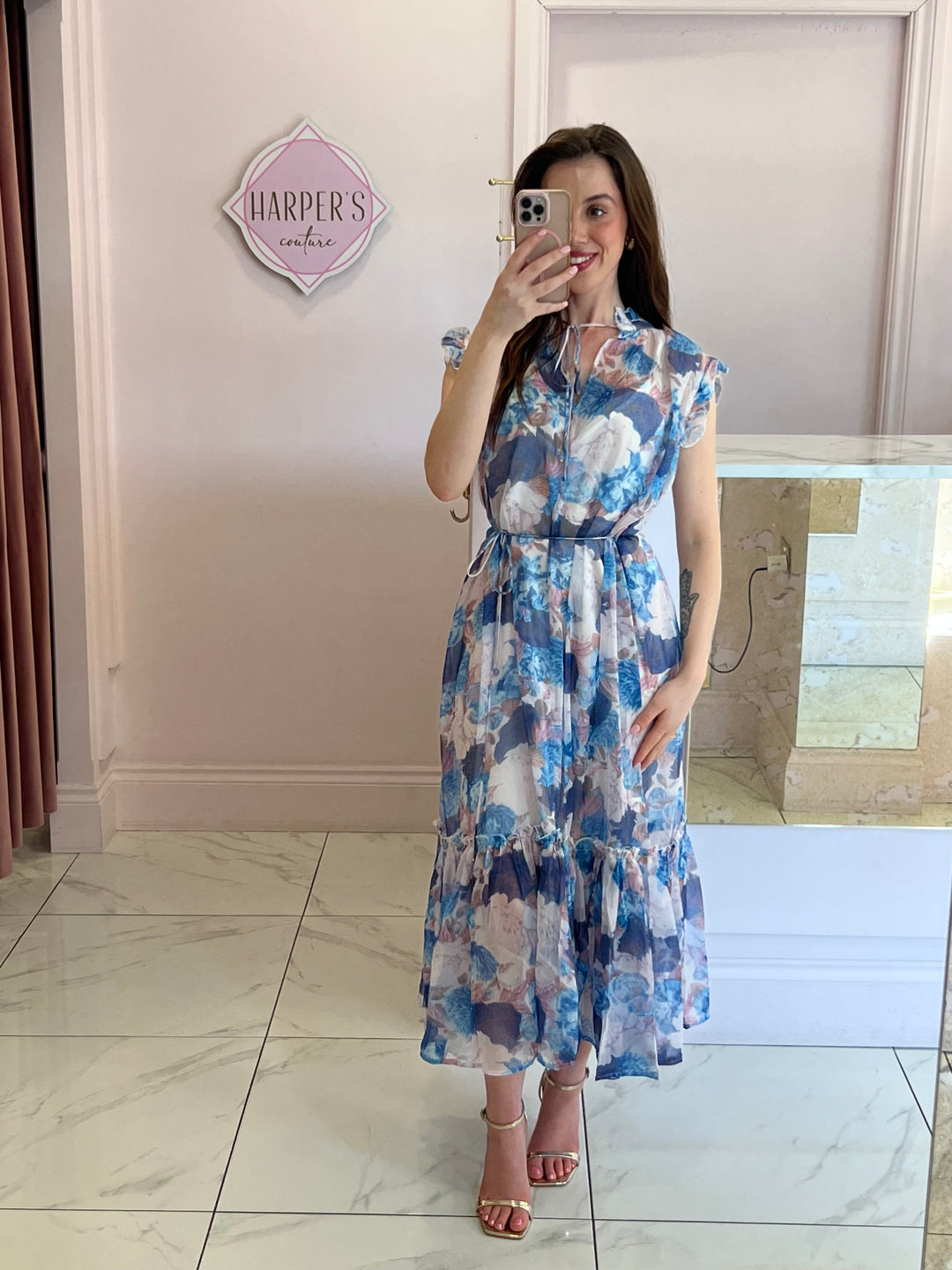 Elizabeth Floral Tie Belted Dress